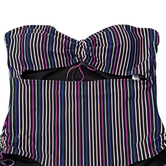 Decree XXL Strapless Medium Coverage One-Piece Swimsuit Striped Lace-Up Sides - Picture 5 of 6